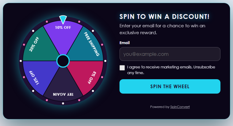 Neon Night spin wheel design